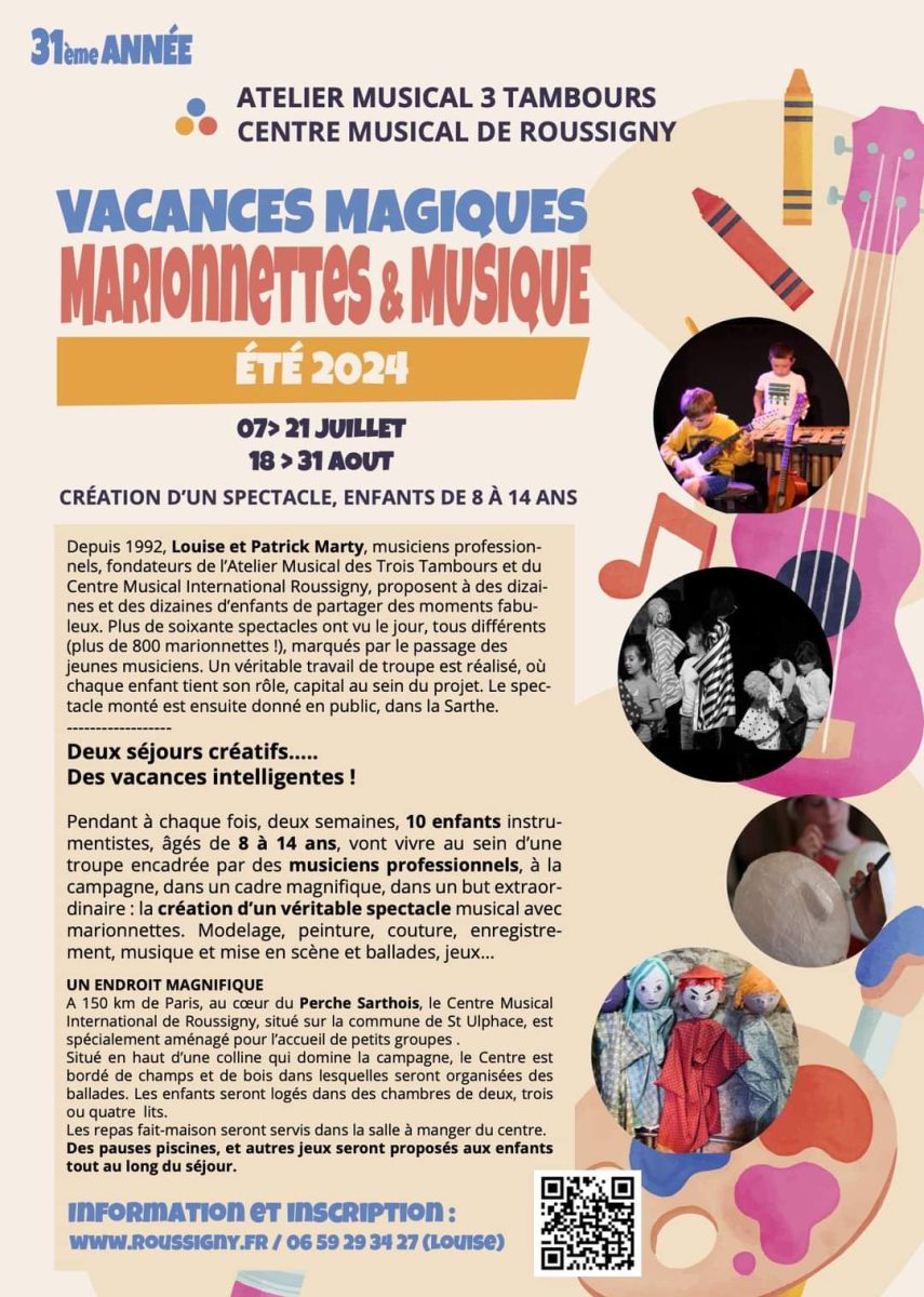 Atelier musical des 3 Tambours Du 18 au 31 août 2024